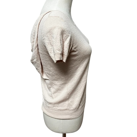 Moda International Medium (Fits like small) Light Peach Short Sleeve Sweater Bow - Picture 4 of 7